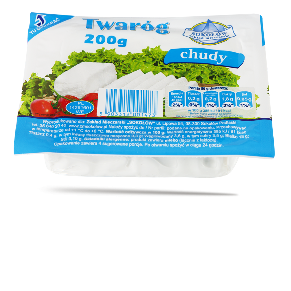 Twaróg chudy, kostka 200g